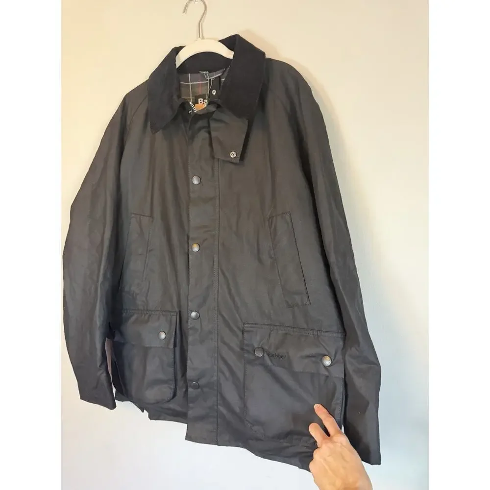 BARBOUR ASHBY WAX JACKET Black Men's Size Large NWT $400